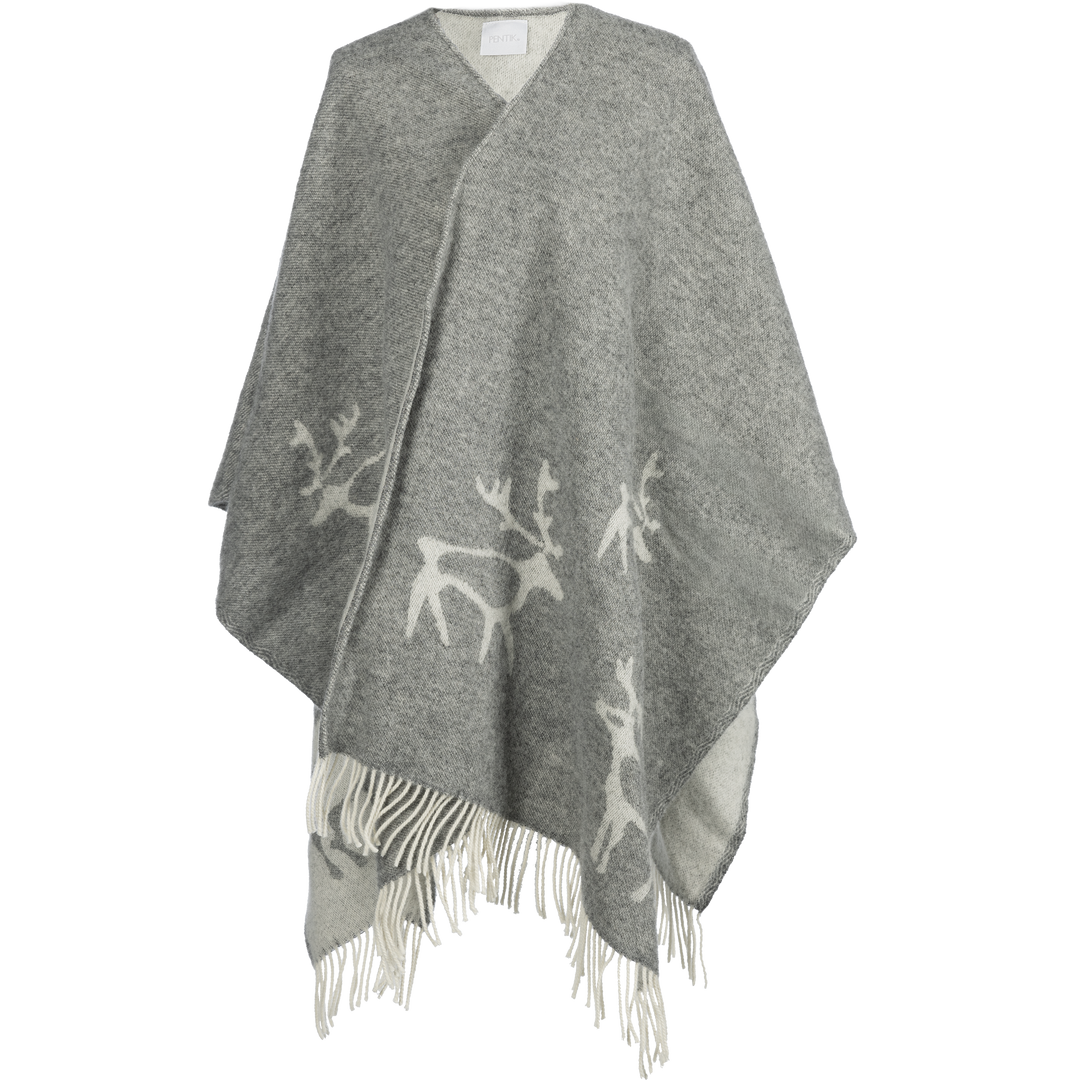 Saaga Wool Poncho, Grey 130x170 cm – PENTIK