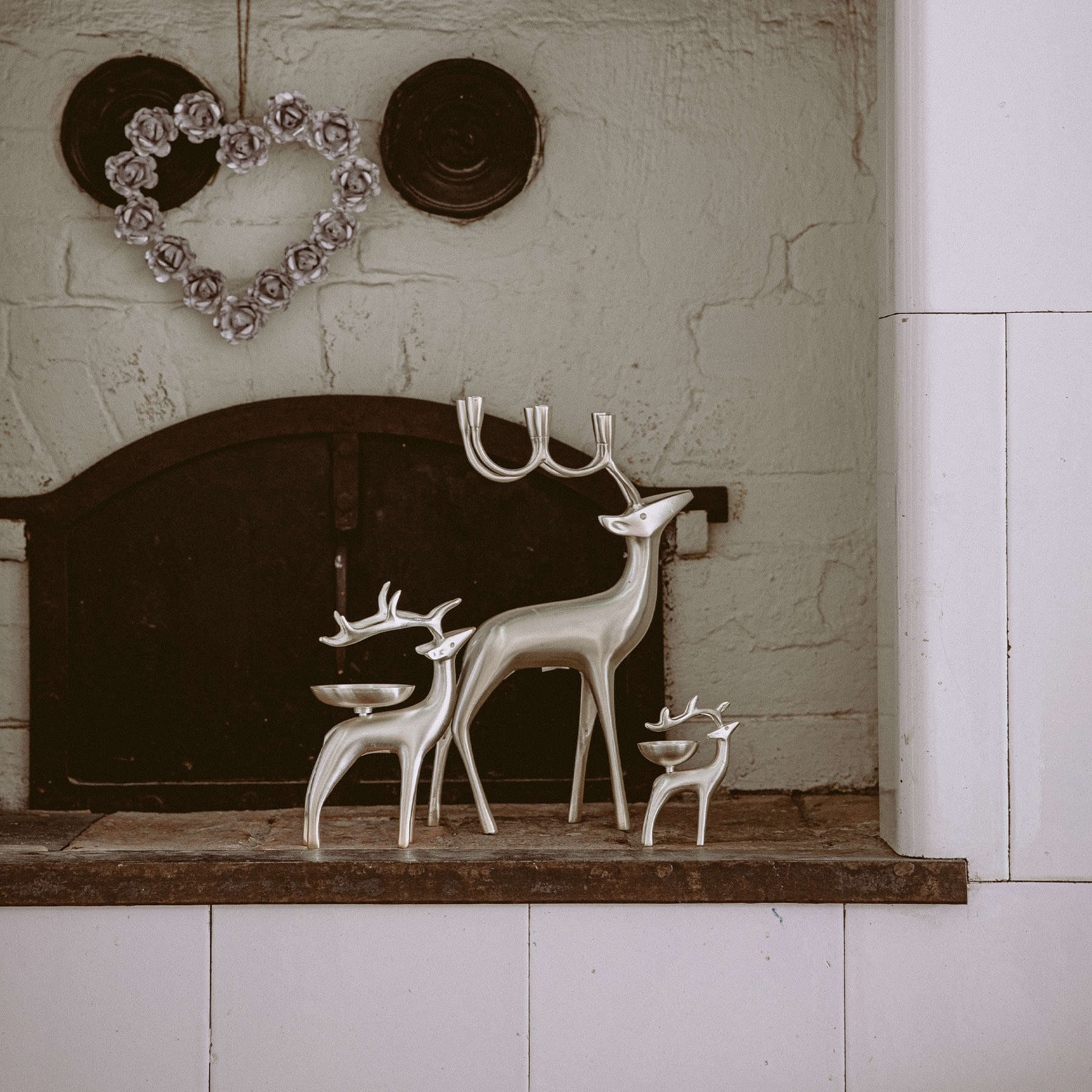 Silvered Reindeer Candelabra 24 cm PENTIK